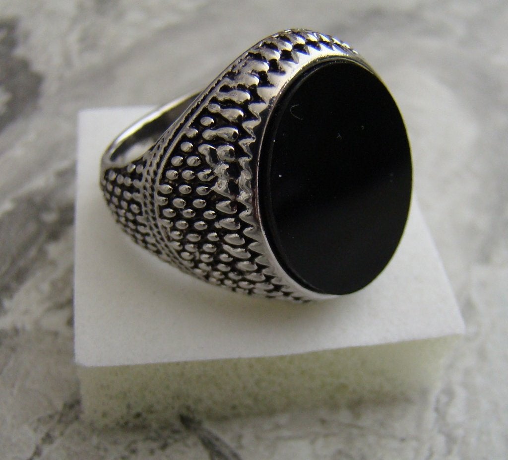 Ring Tibet zilver met Zwarte steen maat 21 -NIEUW-, 20 of groter, Zwart, Nieuw, Ophalen of Verzenden