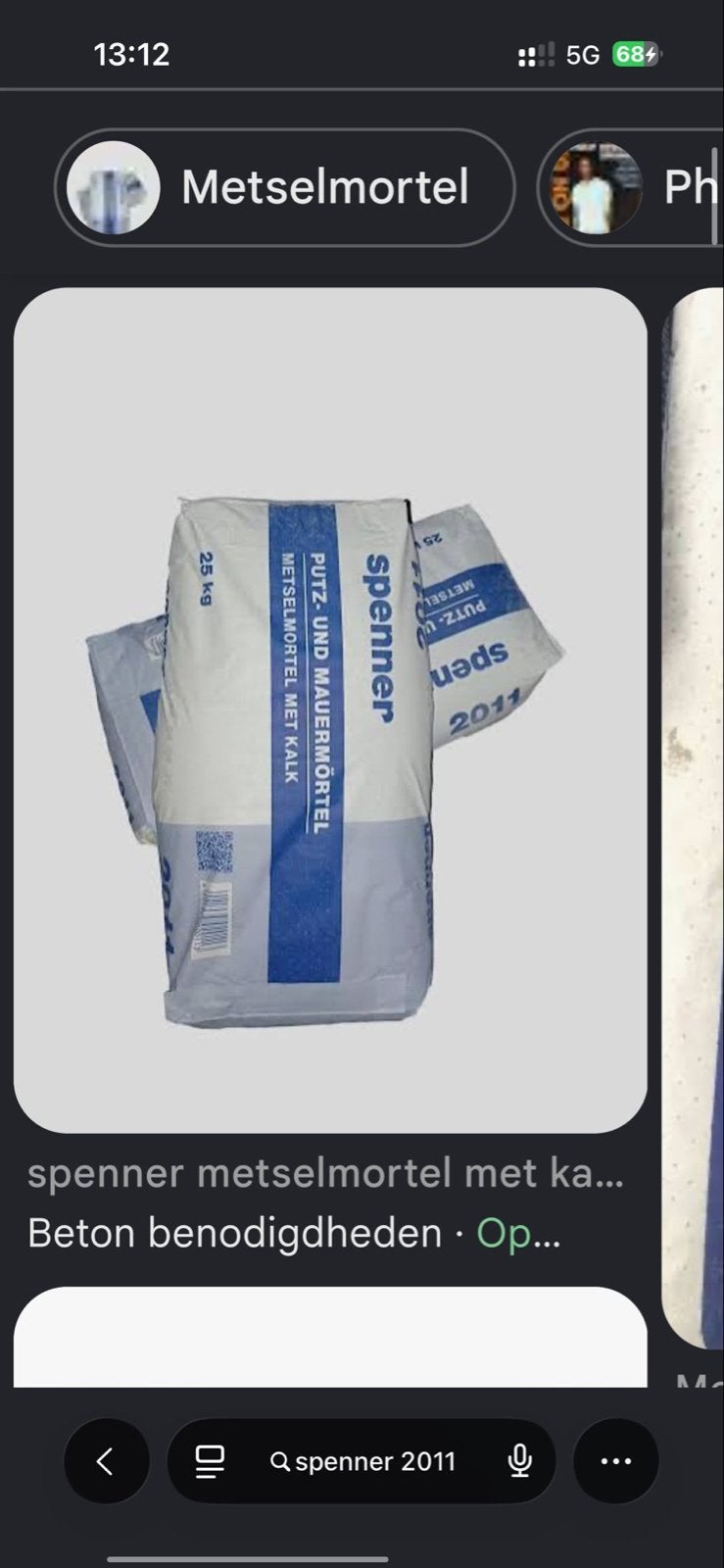 Spenner Metselmortel met Kalk 25kg, Ophalen, Nieuw