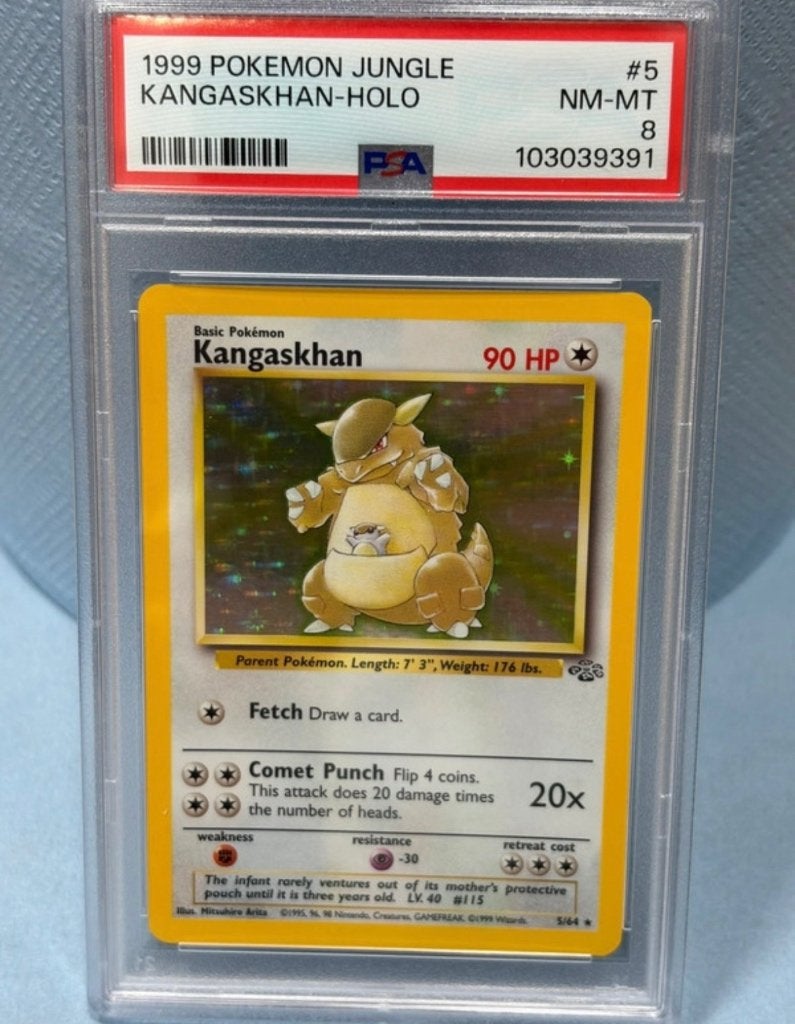 Pokemon 1999 Jungle | Kangaskhan Holo | PSA 8, Verzenden, Zo goed als nieuw, Losse kaart, Foil