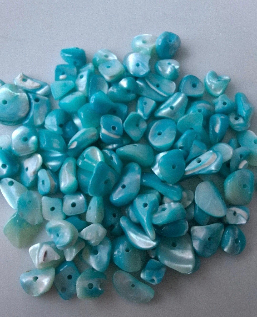 Natuursteen kralen chips edelsteen blauw wit, Kraal, -, -, Nieuw