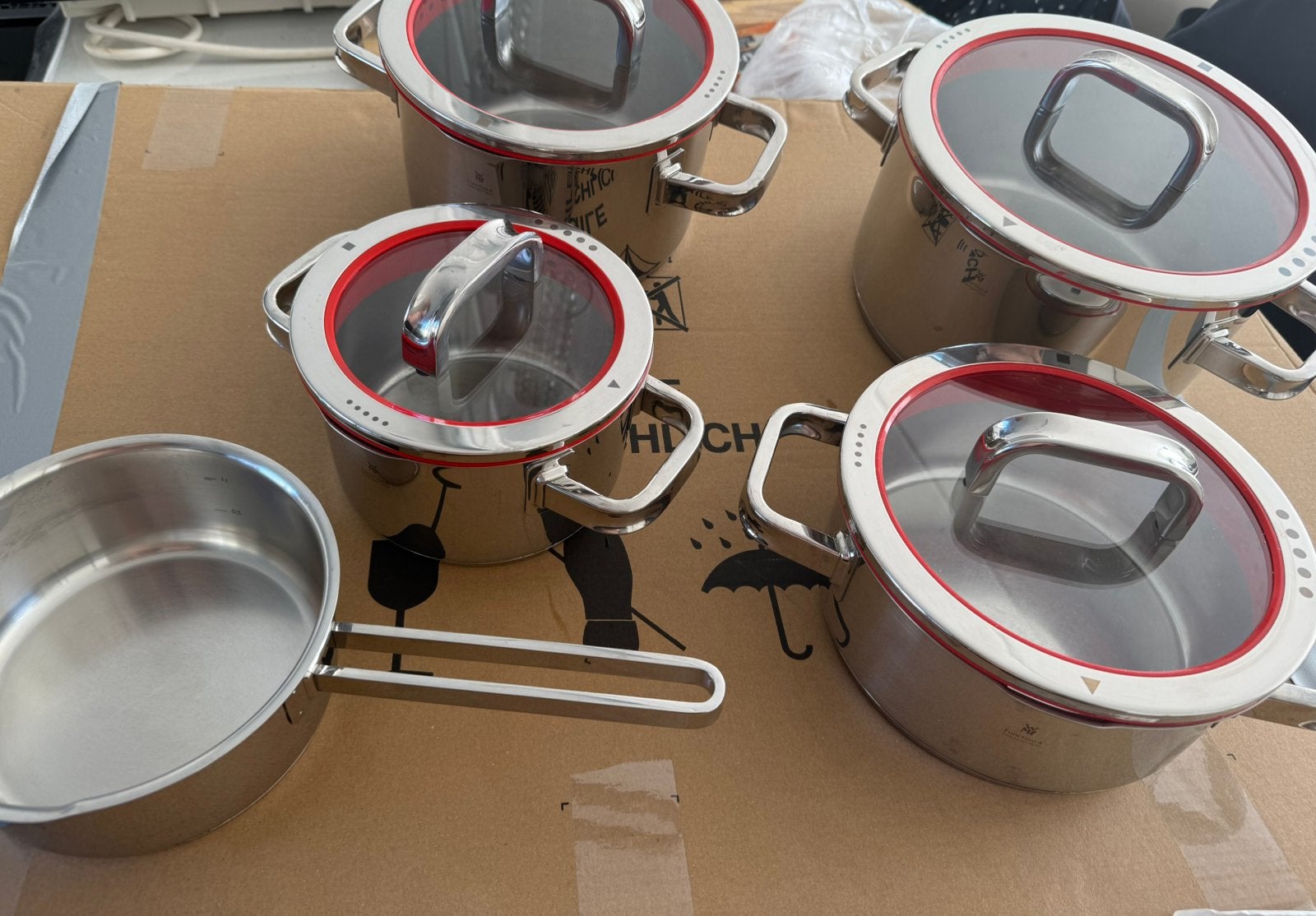 Wmf function 4  5 delig pannen zgan voor inductie, Huis en Inrichting, Pannenset, Ophalen of Verzenden, Zo goed als nieuw, Geschikt voor inductie