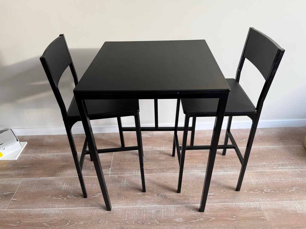 Gebruikte bartafel met 2 krukken - Zwart, Ophalen, Zo goed als nieuw