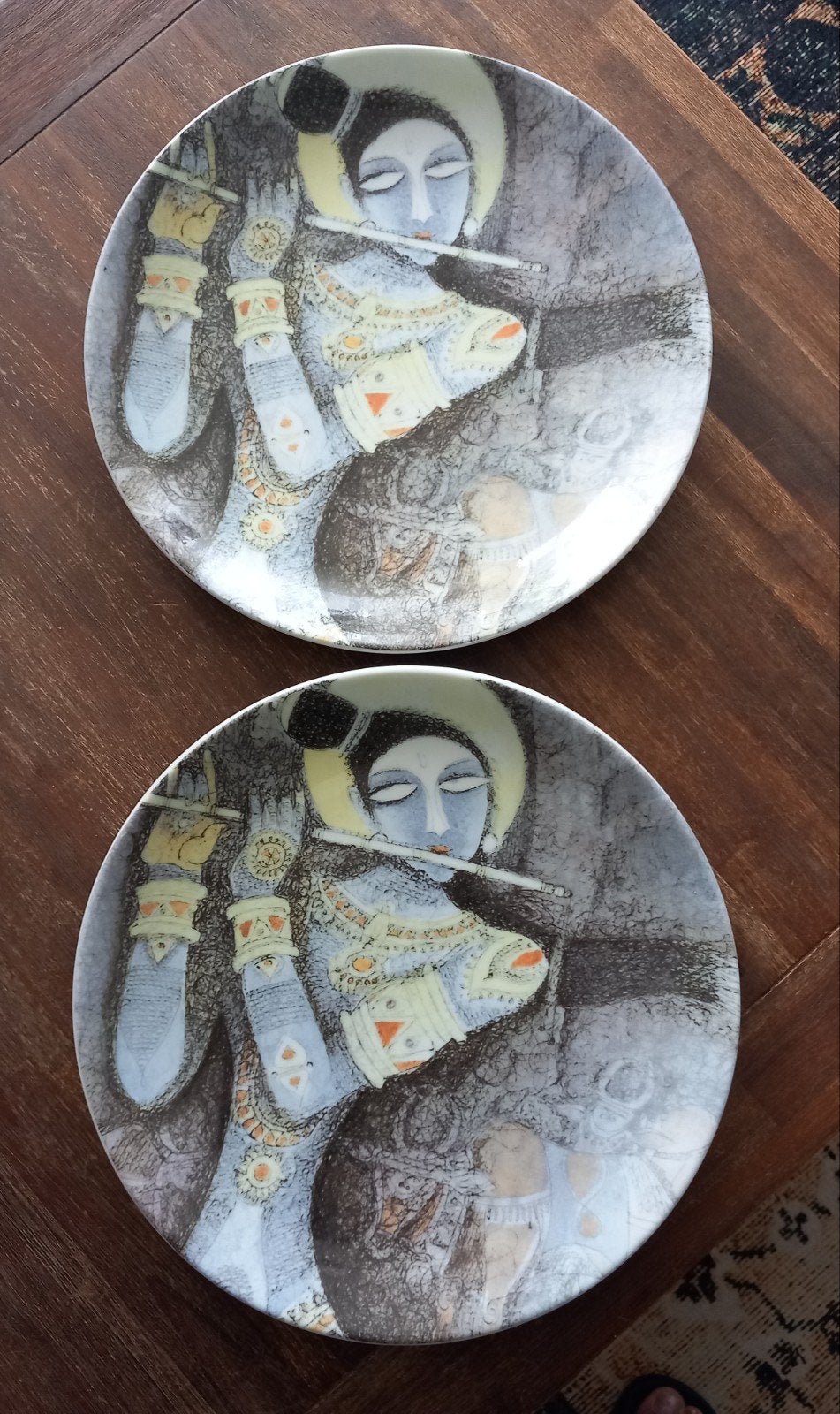 Decoratieve bord "Lord Krishna" - Kunst op Tafel, Ophalen of Verzenden