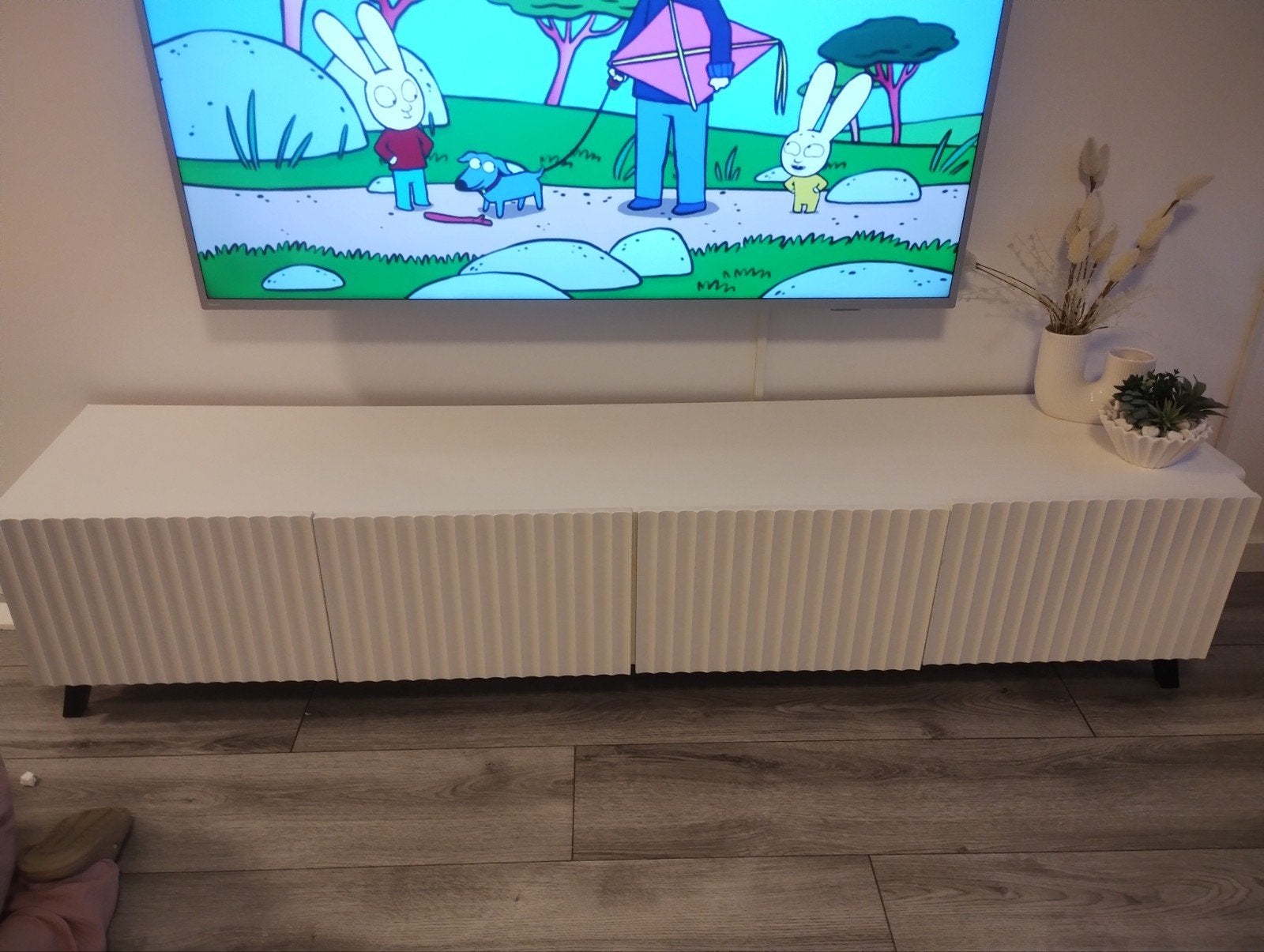 Meubella Pepinos TV-meubel wit 200 cm, Ophalen, Overige materialen, Gebruikt, 200 cm of meer
