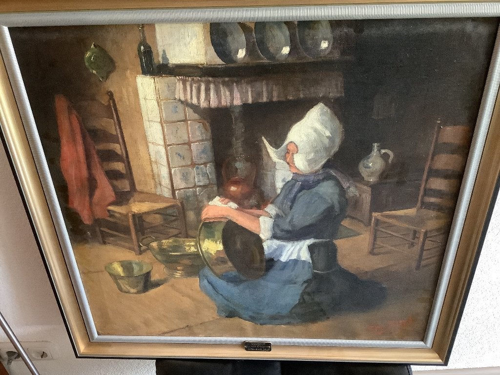 Volendamse 1927 - Olieverf op doek, Doek, Portret of Personen, Ophalen of Verzenden, Klassiek