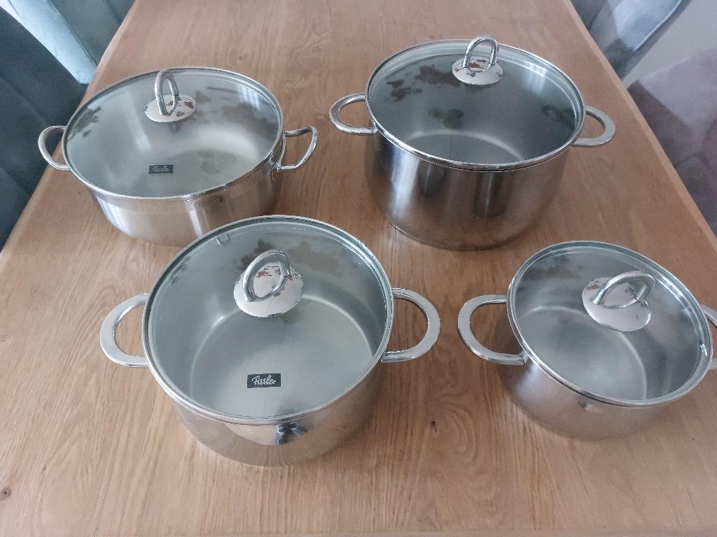 Fissler pannenset - Alleen geschikt voor Gasfornuis!, Ophalen, Gebruikt, Rvs, Pannenset
