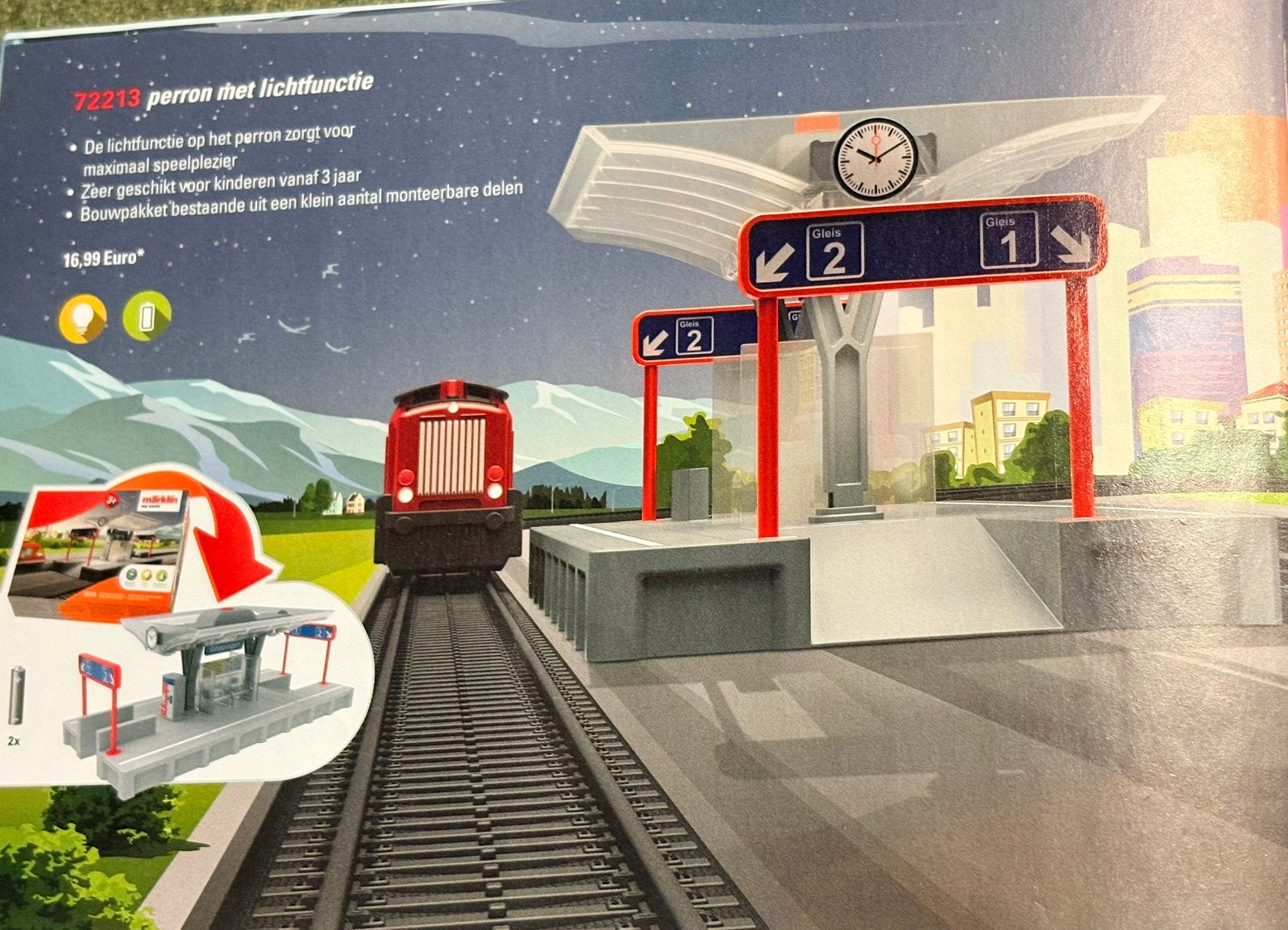72213 Perron met Lichtfunctie | Marklin My World, Gelijkstroom of Wisselstroom, Brug, Tunnel of Gebouw, Ophalen of Verzenden, Zo goed als nieuw