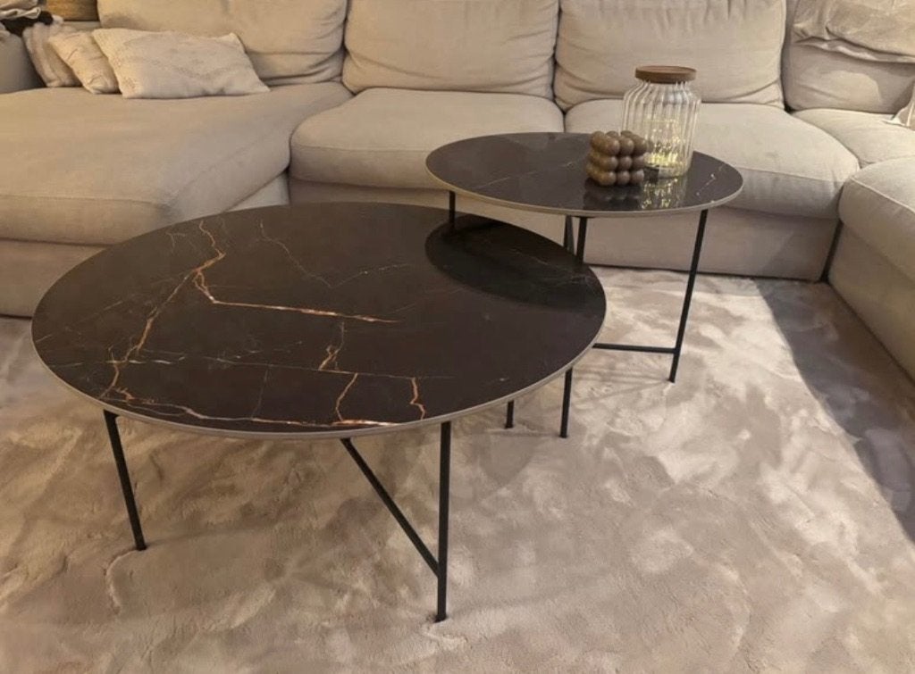 Marmer Look Salontafel, Ophalen, 100 tot 150 cm, Rond, 50 tot 100 cm
