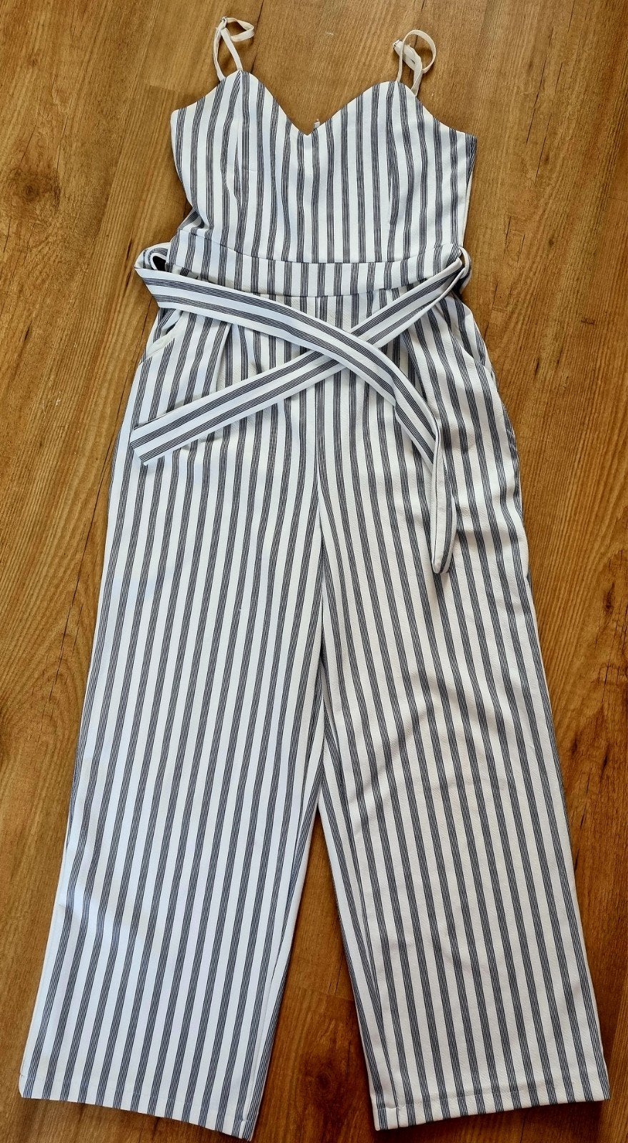 ONLY gestreepte jumpsuit met strikceintuur maat S, Blauw, Ophalen of Verzenden, Maat 36 (S), ONLY