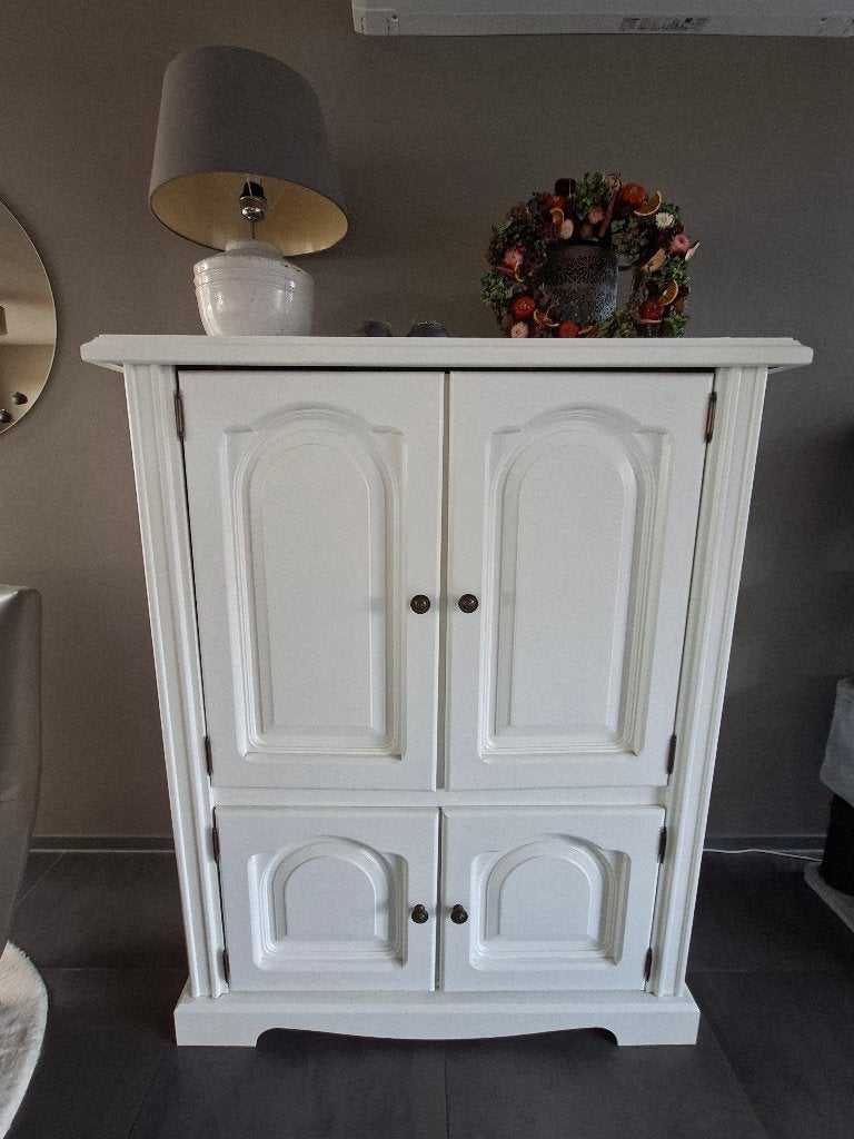 Wit eiken houten ( computer) kast met opbergruimte, Ophalen, Gebruikt, 70 tot 120 cm, Klassiek, Landelijk