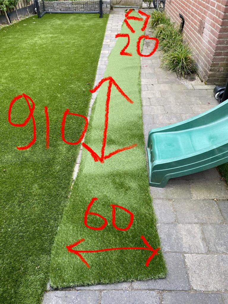 Strook kunstgras restant 9 meter, Tuin en Terras, Gras en Kunstgras, Ophalen, Zo goed als nieuw, Kunstgras