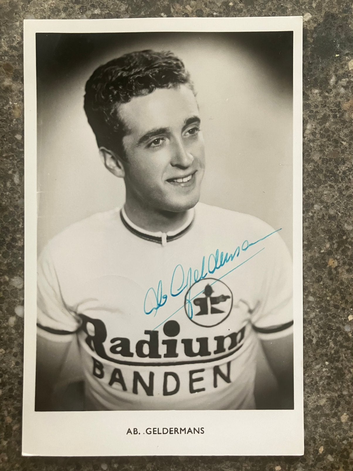 Ab Geldermans - Radium - handtekening op kaart wielrennen, Verzamelen, Ophalen of Verzenden, Zo goed als nieuw, Overige sporten