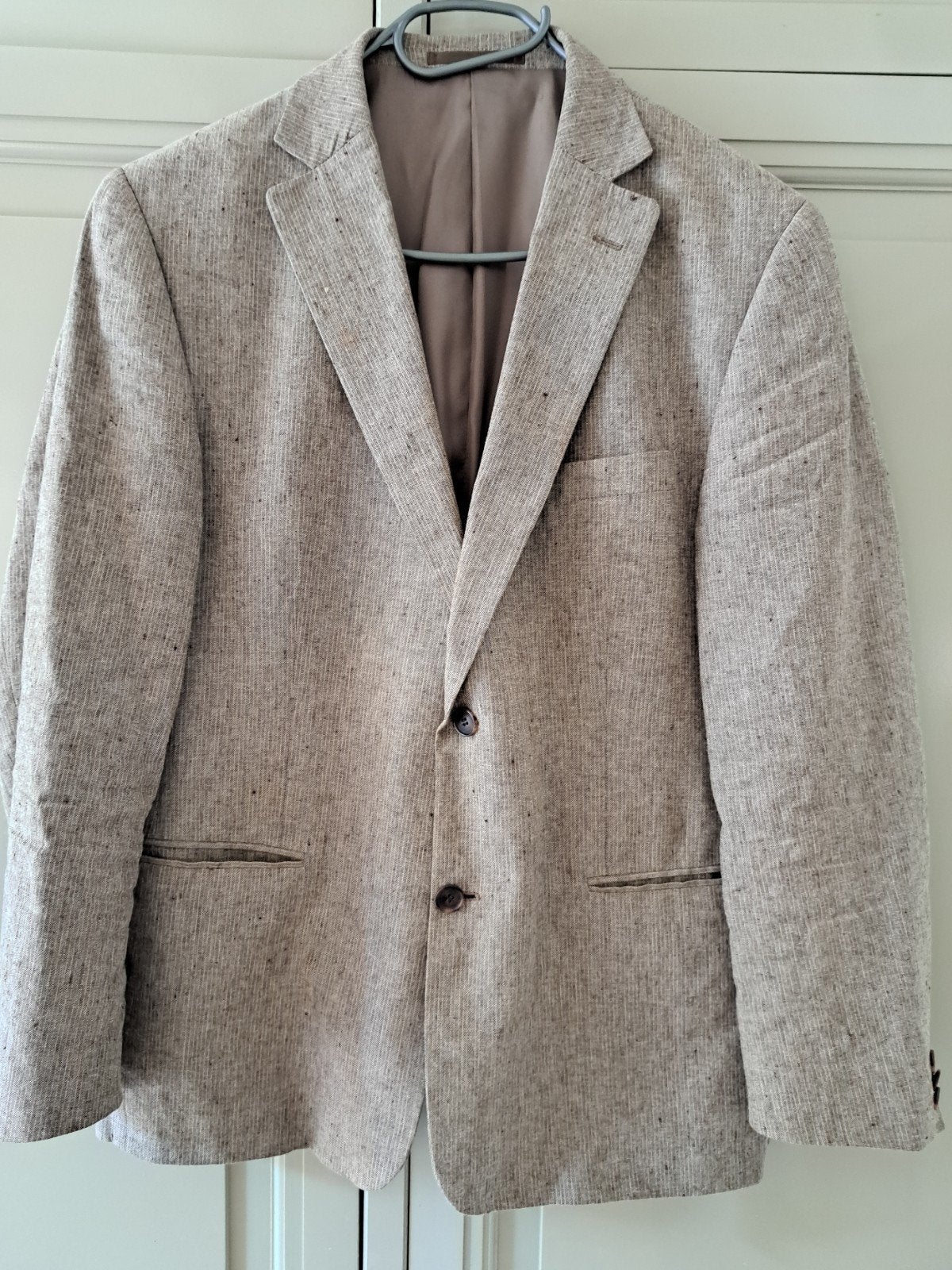 Vintage Linnen katoen colbert Asconi 52, Maat 52/54 (L), Bruin, Verzenden, Asconi
