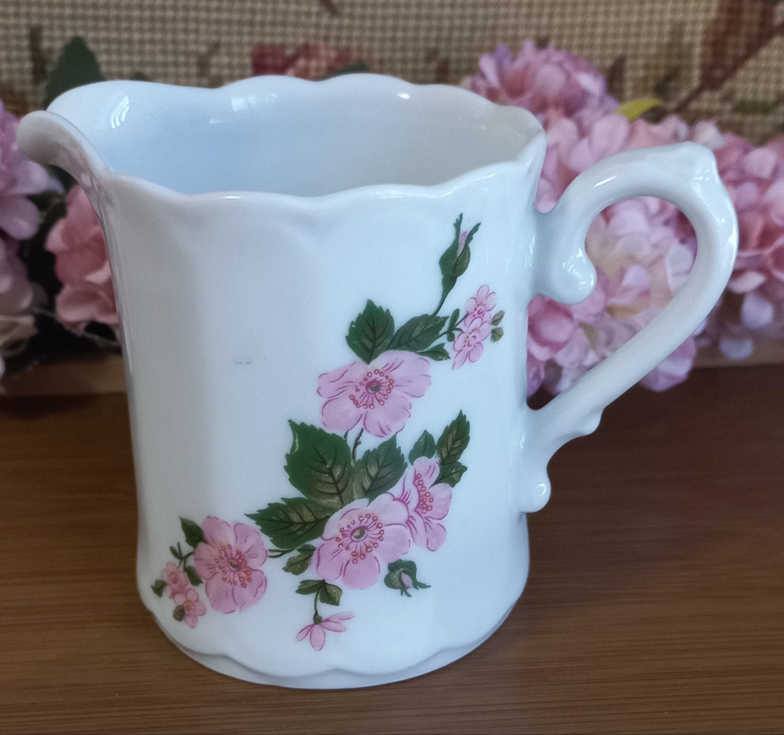 Mooi brocant melkkannetje, roze bloemen, Eschenbach Bavaria, Ophalen of Verzenden