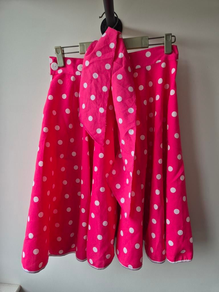 Roze rok met witte stippen, jaren 50, rock en roll, Maat 38/40 (M), Carnaval, Ophalen of Verzenden, Kleding