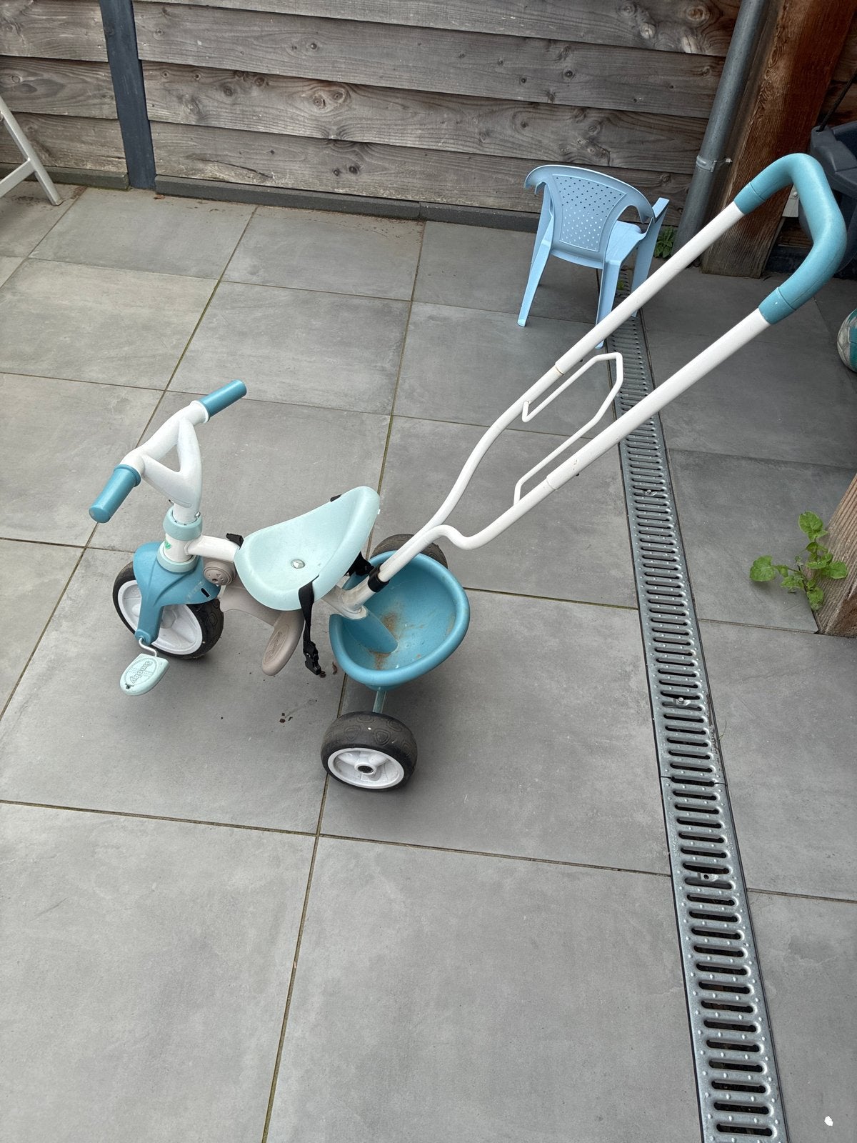 Kinderfietsje/driewieler met duwstang, Ophalen of Verzenden, Gebruikt, Terugtraprem