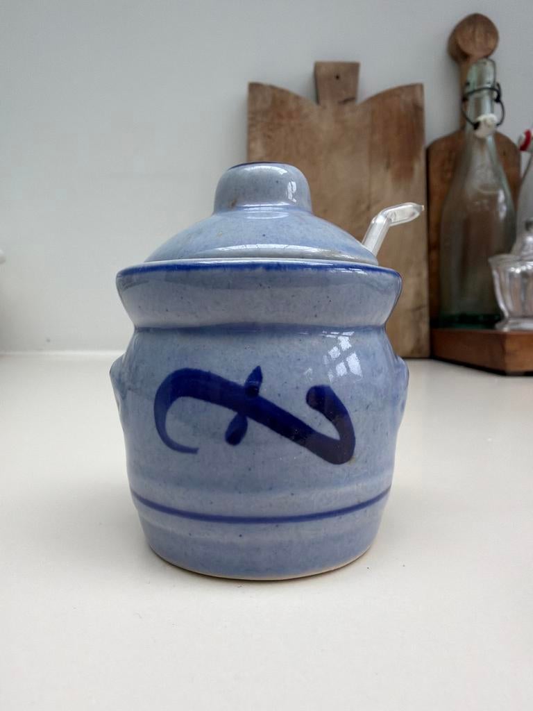 Vintage Mosterdpotje met Lepeltje, Ophalen of Verzenden