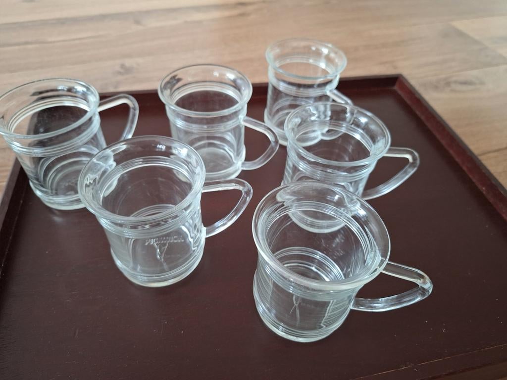 6 thee glazen van Jan des Bouvrie, Ophalen of Verzenden, Glas, Overige stijlen, Glas of Glazen