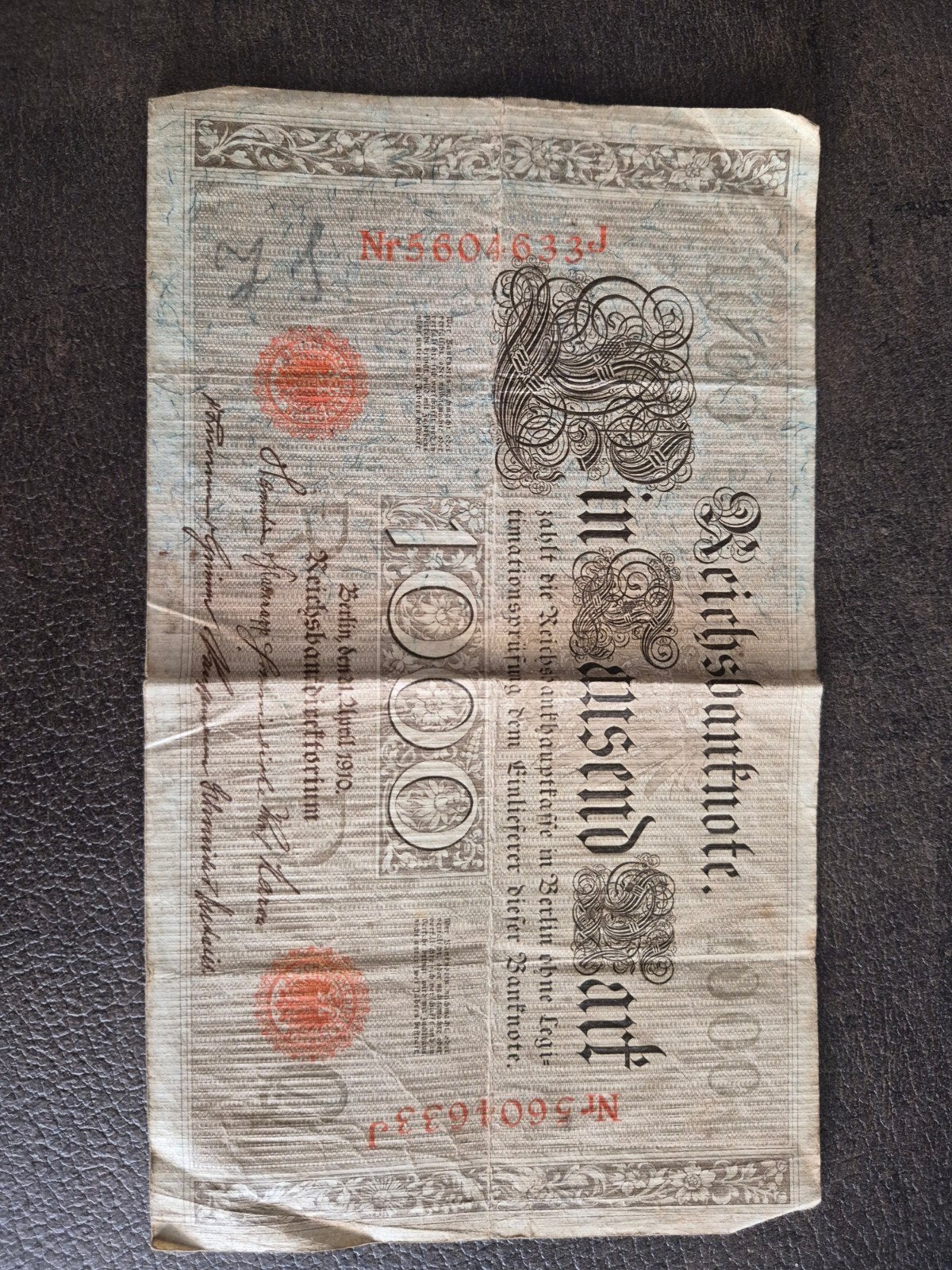 Historisch 1000 Mark biljet uit 1910 - Duitsland, Ophalen of Verzenden