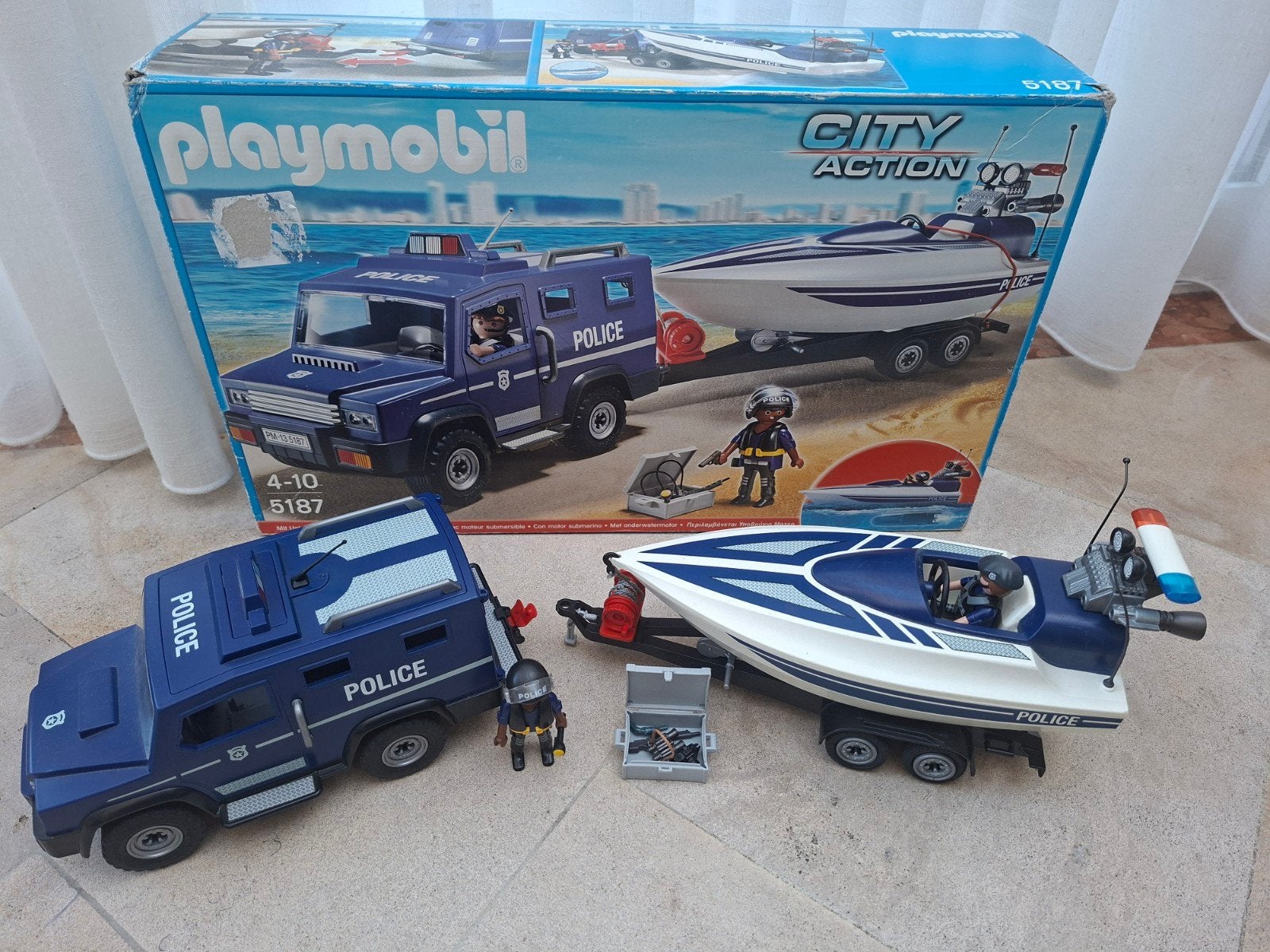 Playmobil 5187 City Action Politie Set met Boot en Auto, Ophalen of Verzenden, Gebruikt, Jongen of Meisje