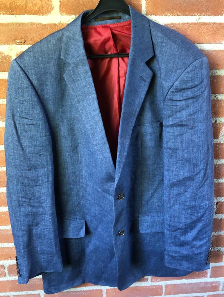 ZGAN Stijlvol Cum Laude Blauw Linnen blazer/ jasje Mt 54 (L), Kleding | Heren, Kostuums en Colberts, Ophalen of Verzenden, Zo goed als nieuw