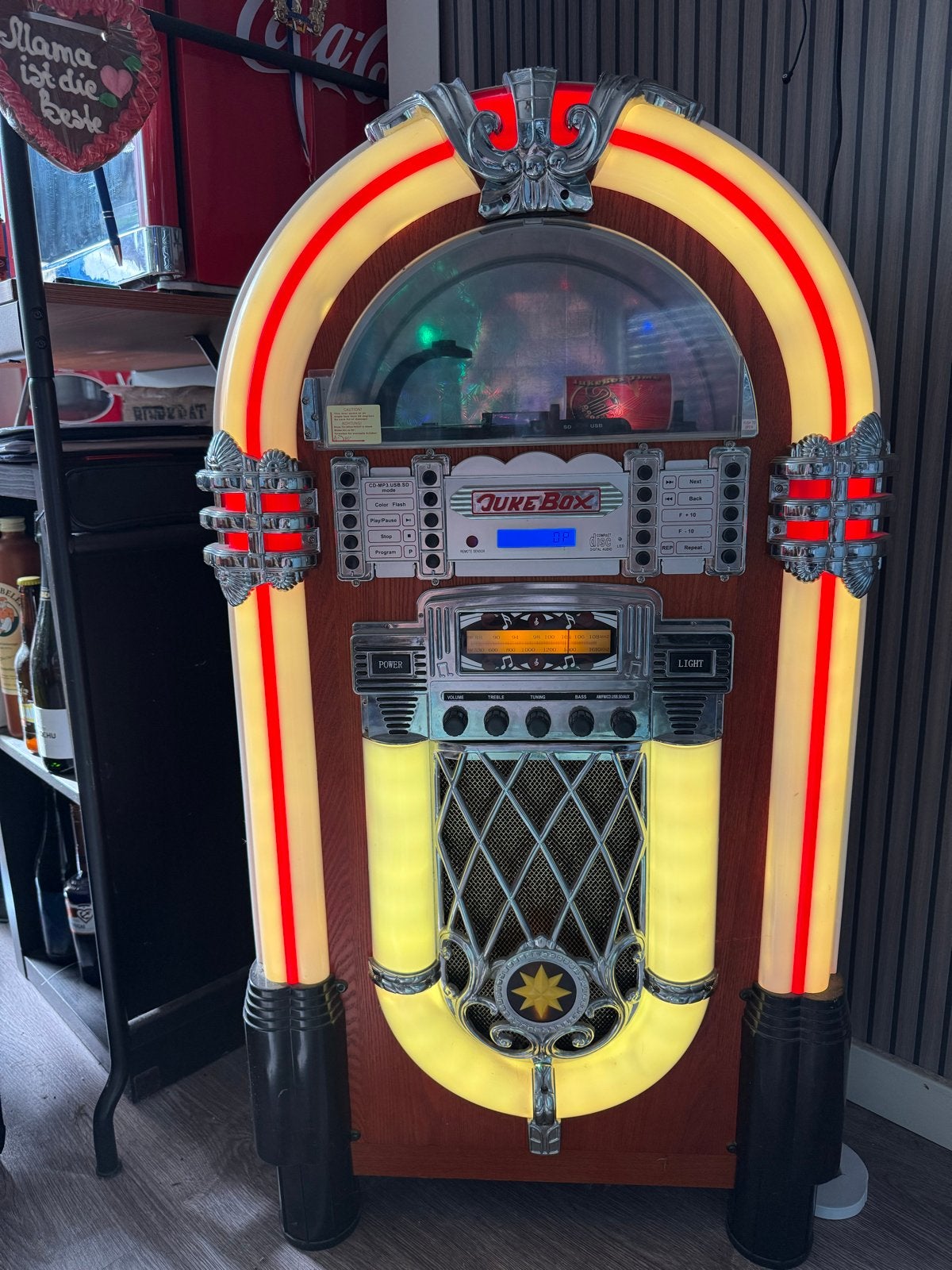 Jukebox met LED, CD, USB en AUX en afstandsbediening, Ophalen, Gebruikt, 1970 tot heden, Overige merken