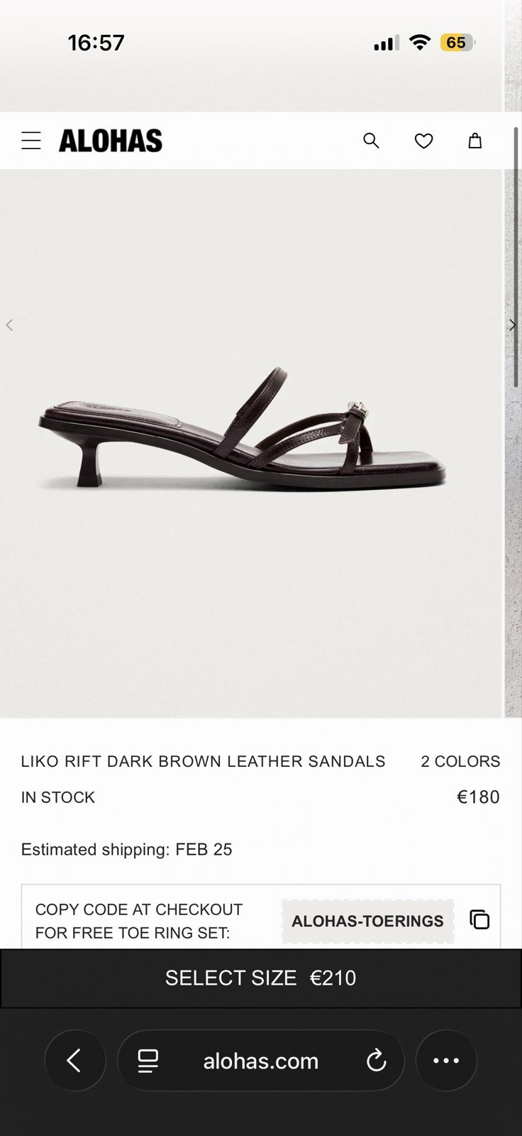 Alohas Liko Rift Donkerbruine Leren Sandalen - Maat 39, Ophalen of Verzenden, Nieuw, Bruin, Sandalen of Muiltjes
