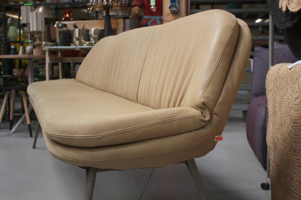 Luxe eetbank + 2 eetkamerstoelen CURTIS Jess echt leer !, Huis en Inrichting, Ophalen, Bruin, Zo goed als nieuw, Vijf, Zes of meer stoelen