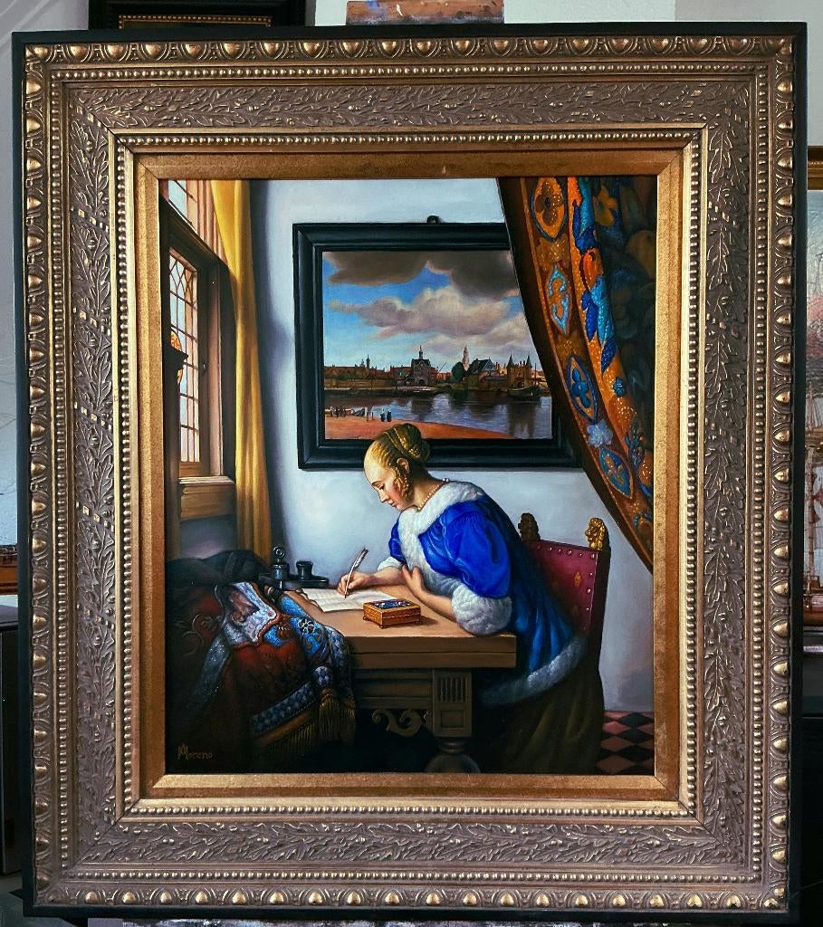 Homage to Johannes Vermeer. Schrijvend meisje, Antiek en Kunst, Kunst | Schilderijen | Klassiek, Ophalen