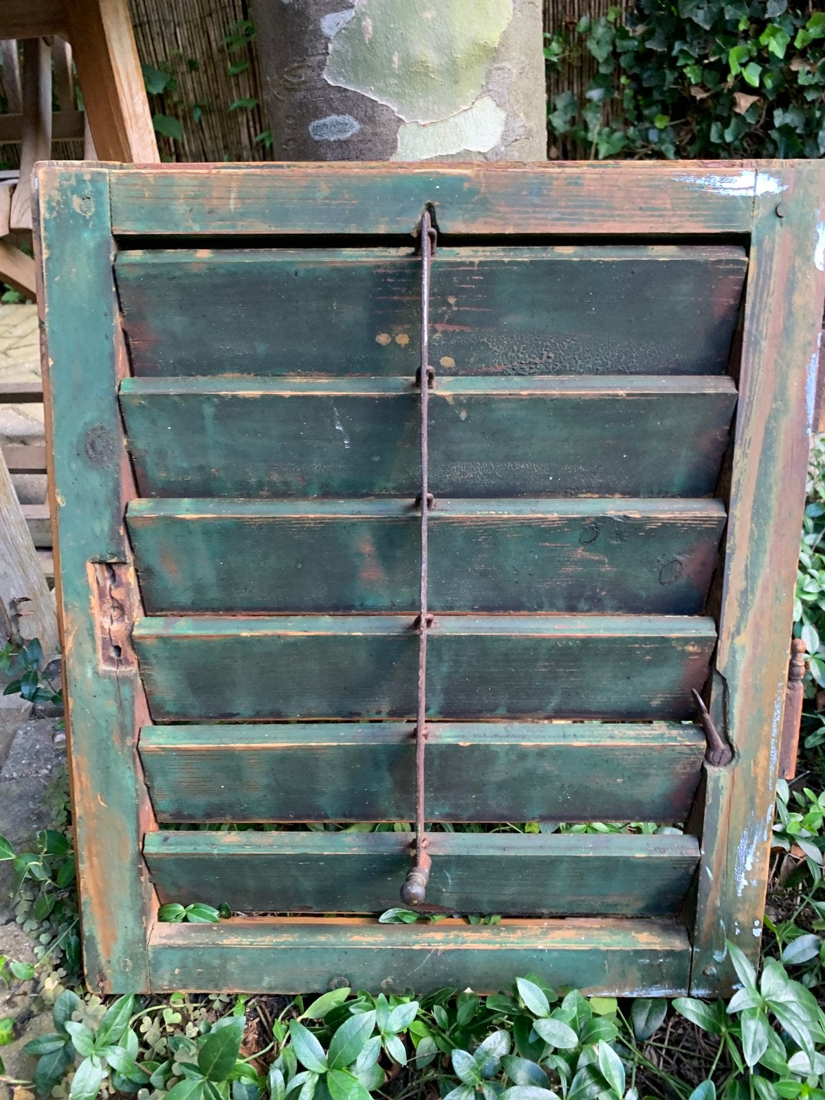 Twee brocante raam lamellen., Ophalen of Verzenden