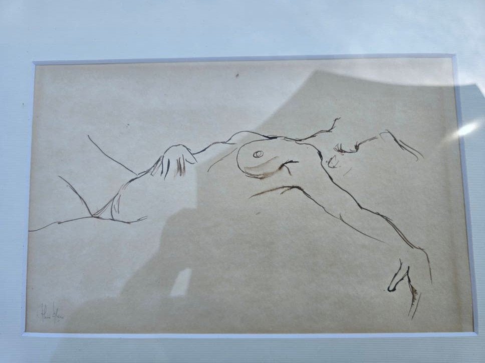 Schetsen van onbekende kunstenaar - Naaktstudie, Antiek en Kunst, Kunst | Tekeningen en Foto's, Ophalen of Verzenden, Tekening