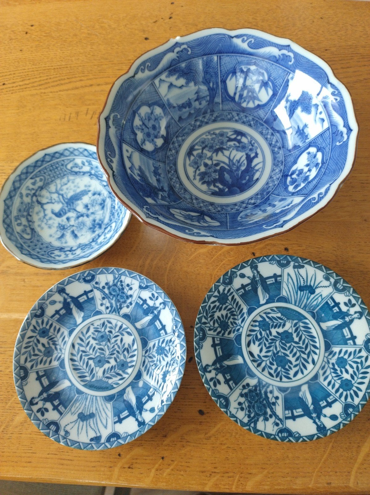 Prachtig Japans Aardewerk Set - Blauw en Wit, Antiek en Kunst, Ophalen