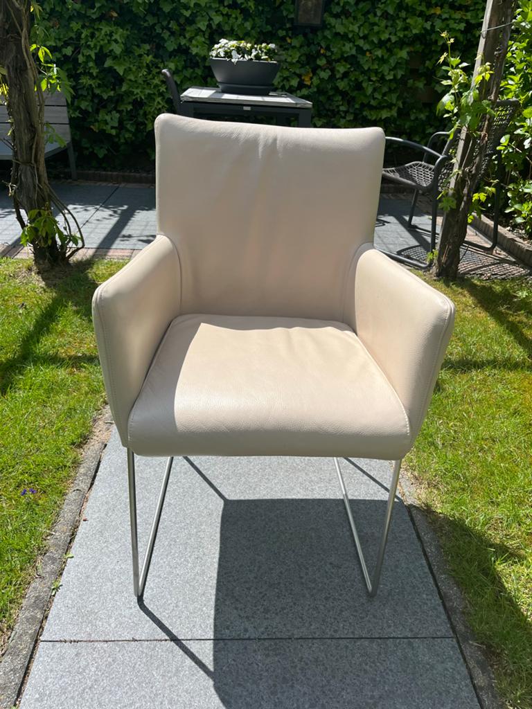 6 Prachtige zandkleurige leren eetkamerstoelen z.g.a.n., Ophalen, Overige kleuren, Leer, Zo goed als nieuw