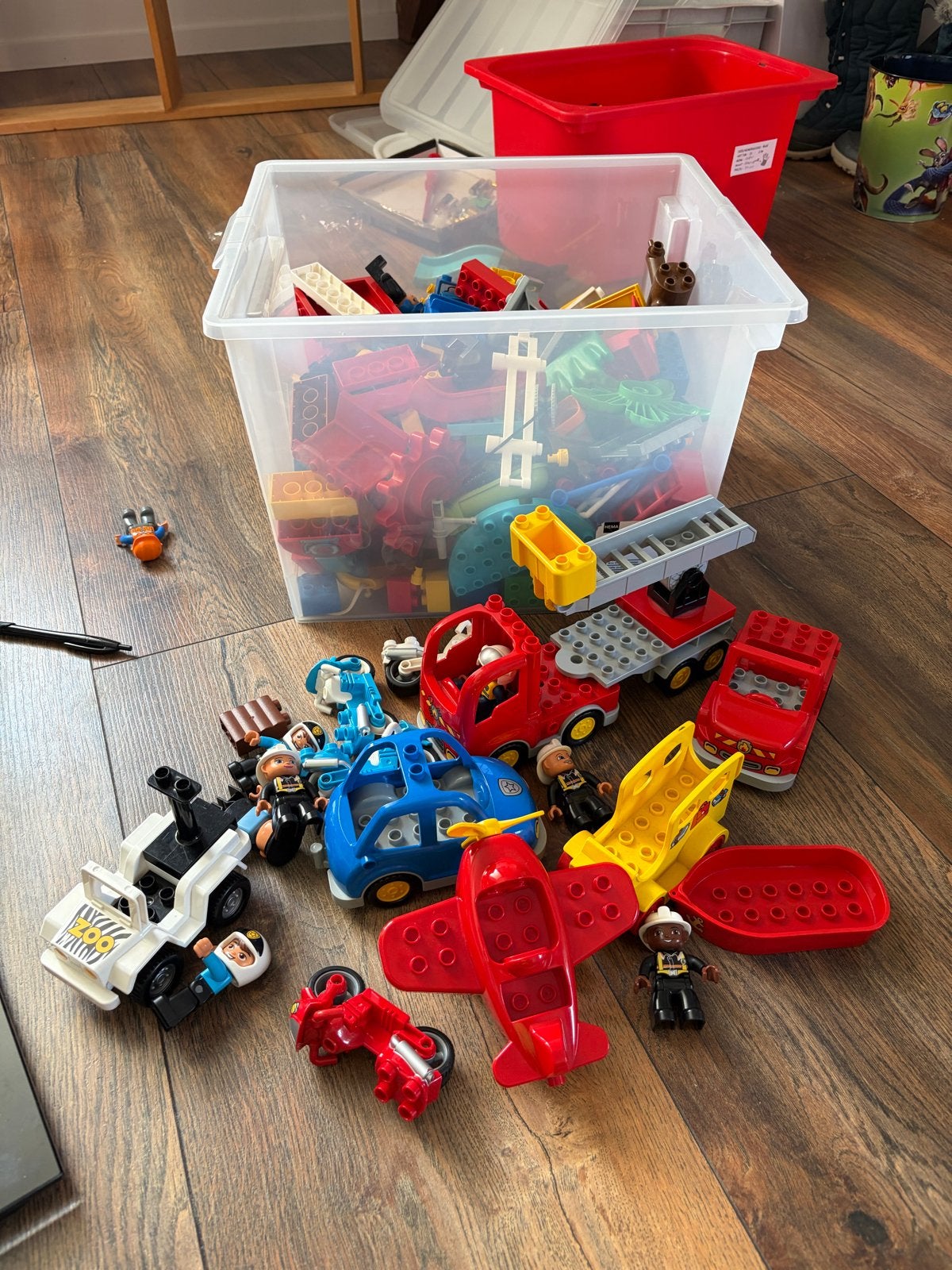 Grote Duplo startset met voertuigen en figuren, Ophalen, Inclusief minifiguren, Gebruikt, Duplo