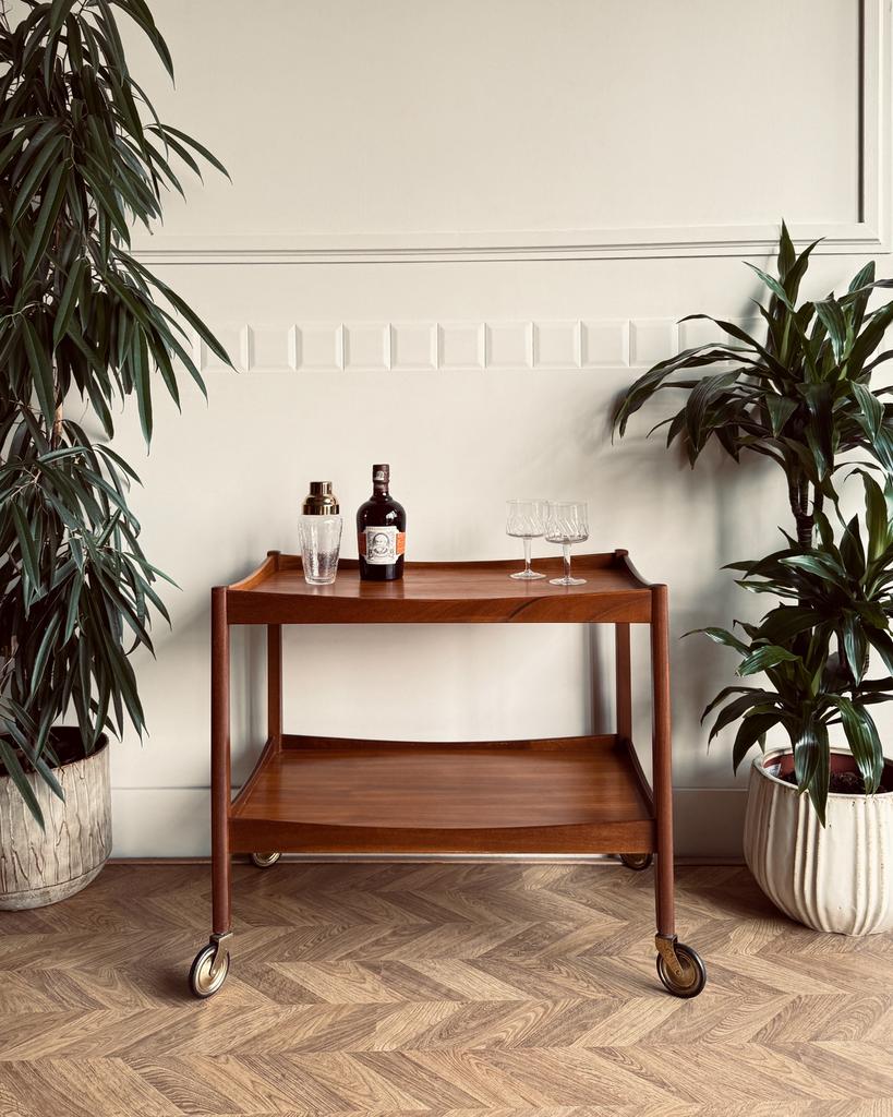 Vintage Serveerwagen - Bar Cart - Trolley uit Denemarken, Trolleywood, Vintage - Danish Design - Deens Design - Bar Cart, Ophalen of Verzenden