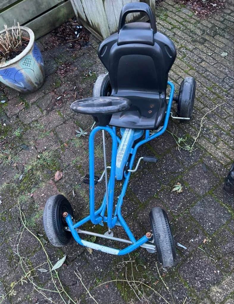 Blauwe skelter met zwart stoeltje, Ophalen of Verzenden, Gebruikt, Overige merken