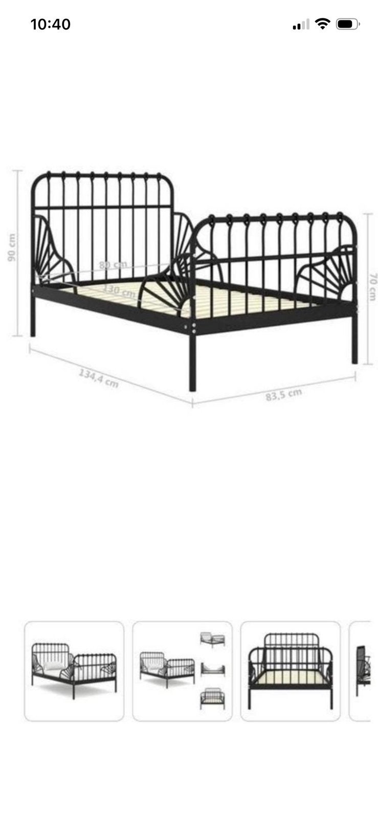 Meegroei bed Ikea, Ophalen, Eenpersoons, Zwart, 140 cm