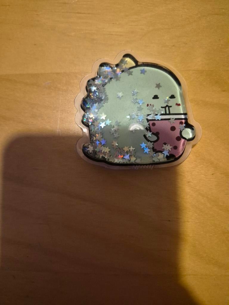 Squishy popsocket dino met glitter, Ophalen of Verzenden, Nieuw, Staal