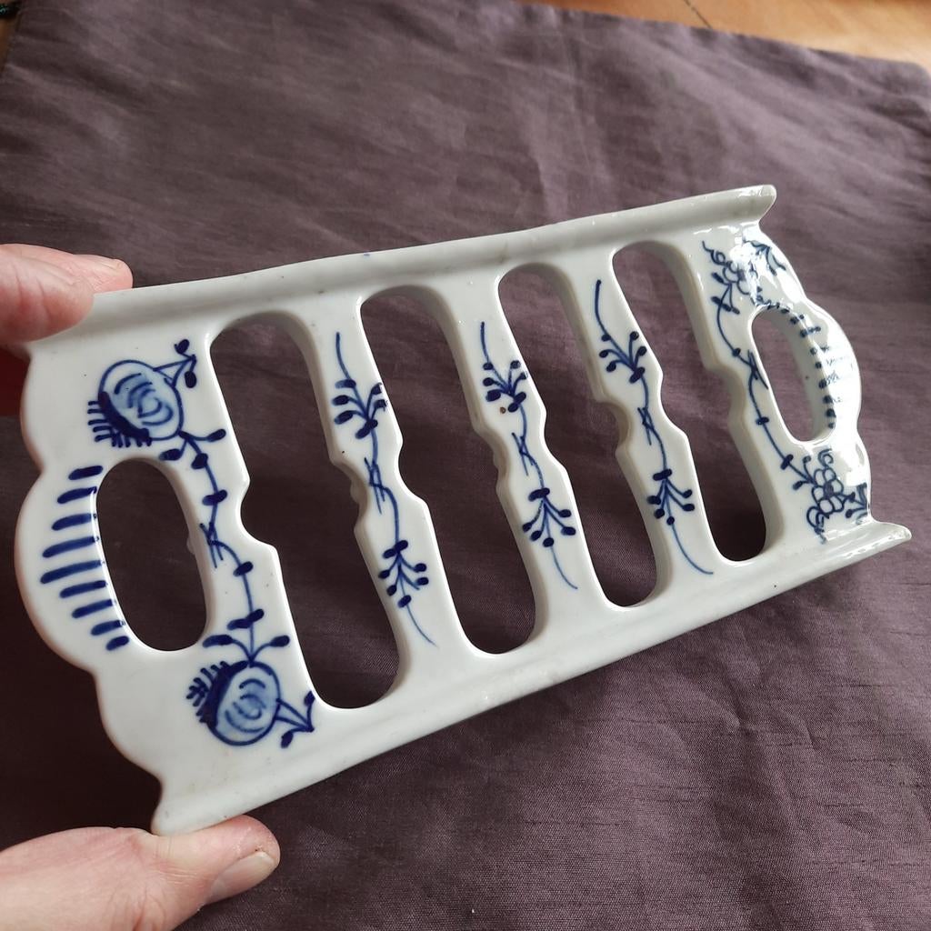 Antieke Onderzetter Meissen Blue Onion Trivet