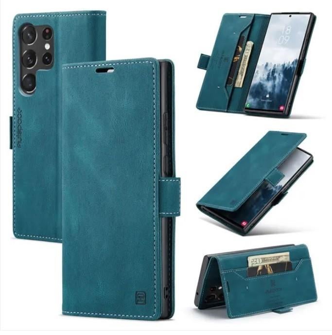 Luxe Flip Case met Kaarthouder voor Galaxy S25 Ultra _ Blauw, Ophalen of Verzenden, Nieuw, Overige modellen, Hoesje of Tasje