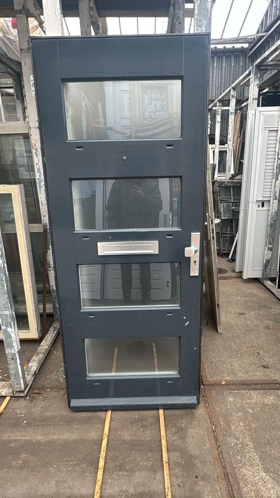 Hardhouten voordeur met dubbelglas 86,5 x 210,5 cm, Ophalen, Gebruikt, 80 tot 100 cm, Buitendeur