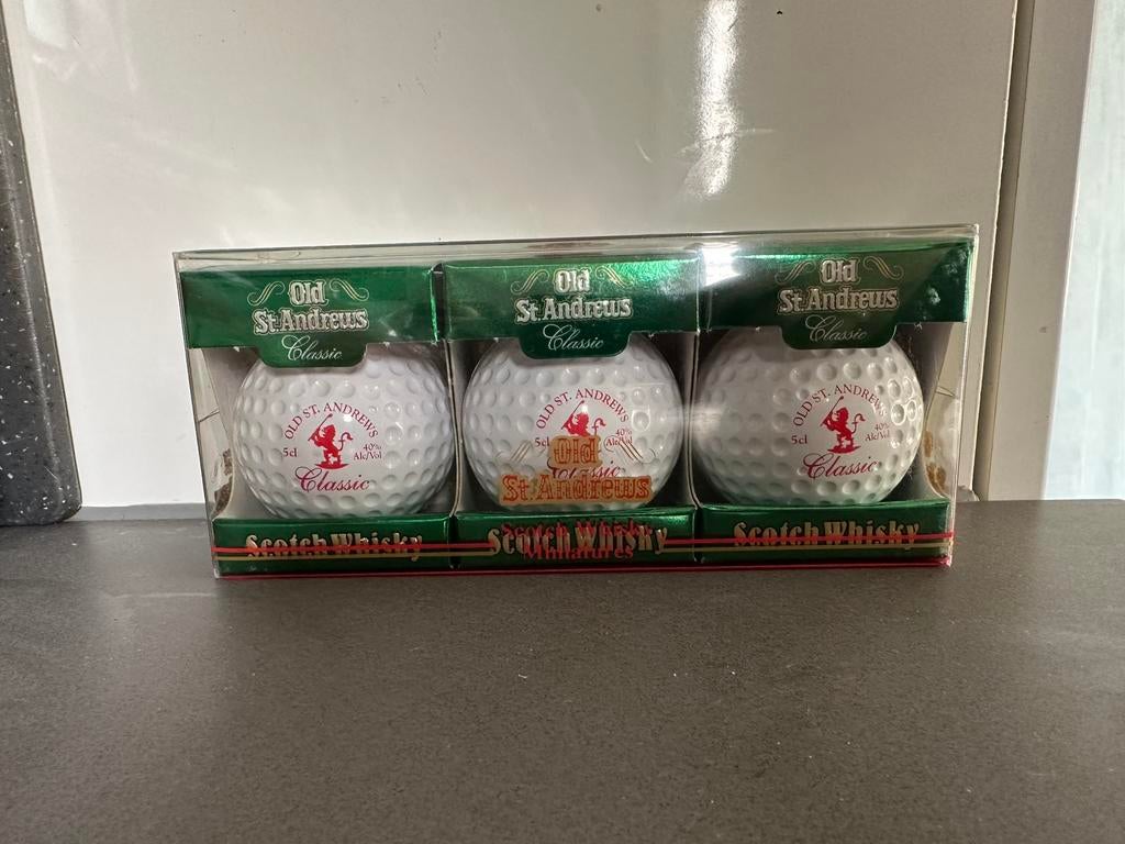 Wisky old st. Andrews golfbal miniatuur 3 stuks nieuw, Ophalen of Verzenden, Zo goed als nieuw