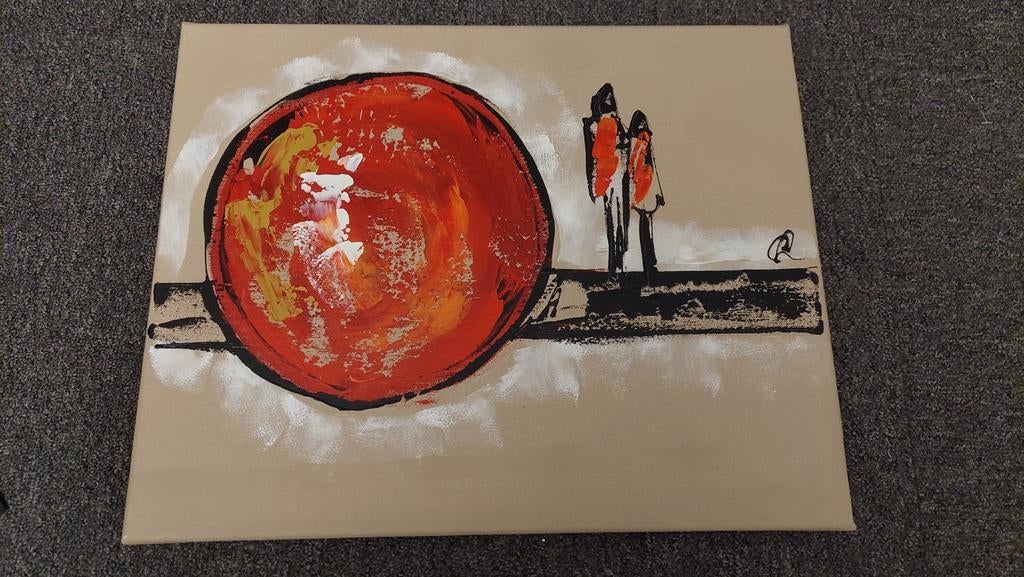 Schilderij 'De Avond' van C.M. Leushuis - 40x50 cm, Ophalen of Verzenden