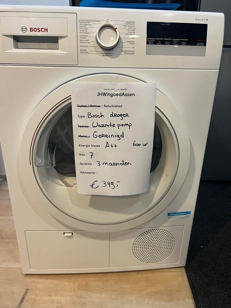 bosch serie 4 Warmtepompdroger A++.garantie., 6 tot 8 kg, Minder dan 85 cm, Refurbished, Ophalen of Verzenden