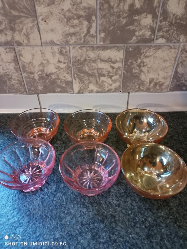 Vintage schaaltjes persglas, Ophalen of Verzenden