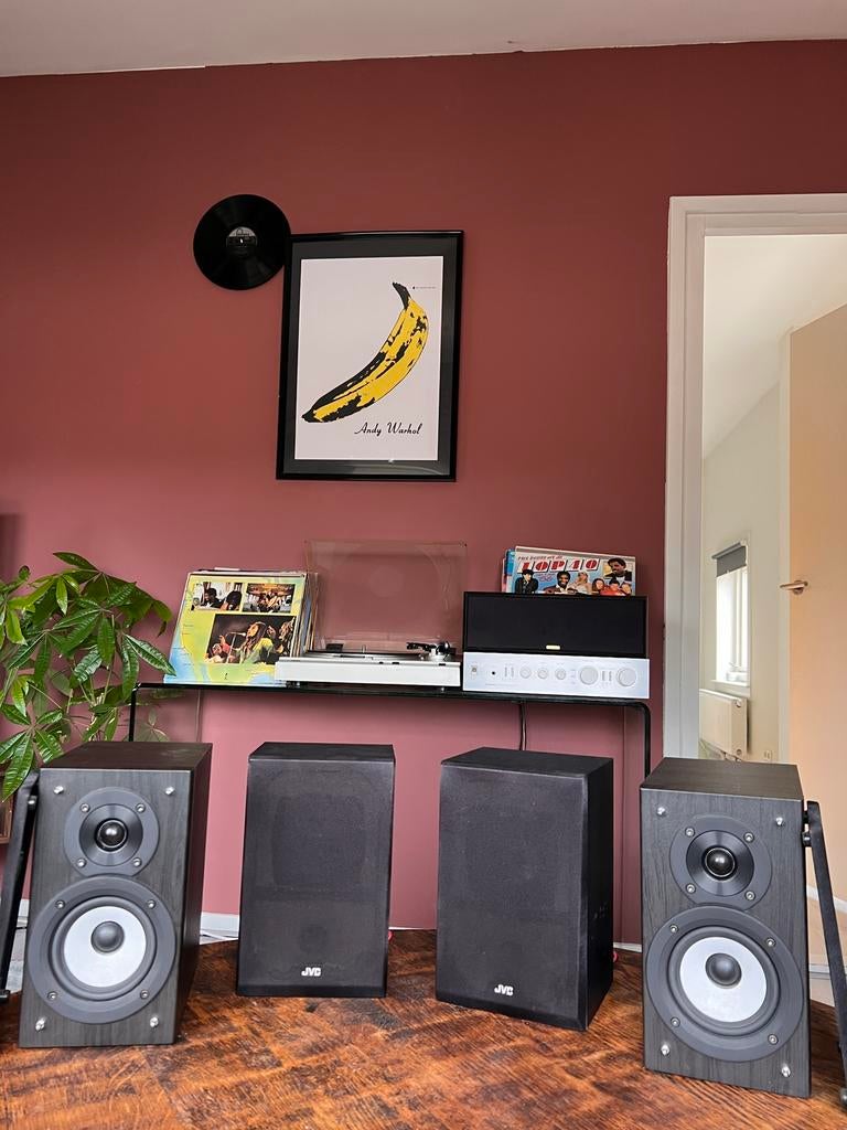 JVC speakers set van 4, Ophalen of Verzenden, Zo goed als nieuw, Complete surroundset, JVC