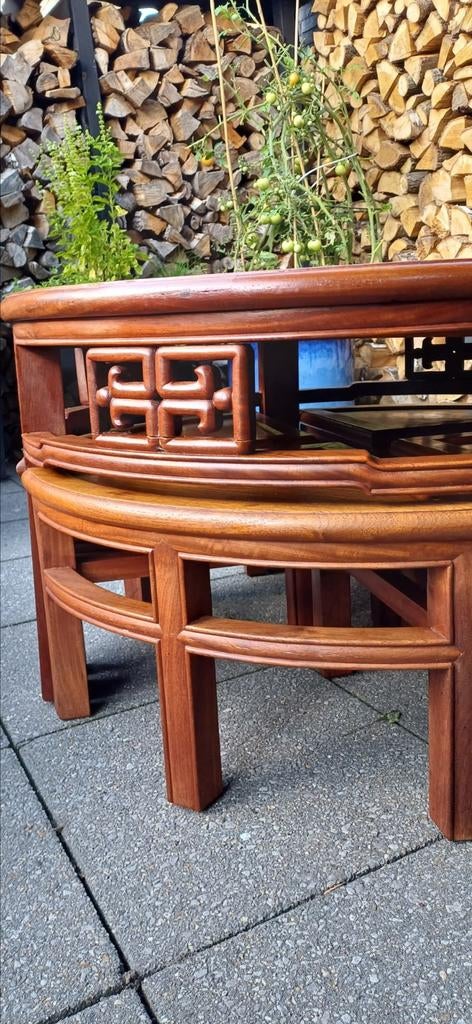 Vintage jaren 60 ronde Chinese japandi oosterse salontafel, Ophalen