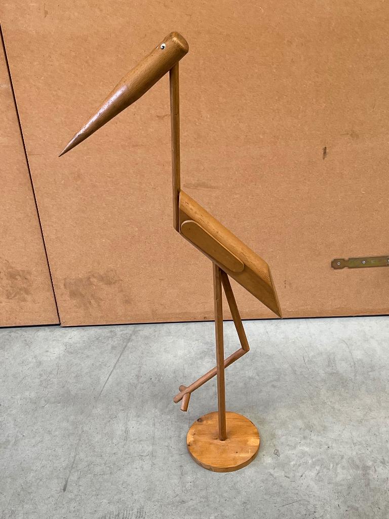 Vintage houten sculptuur van een kraanvogel, Ophalen, Gebruikt