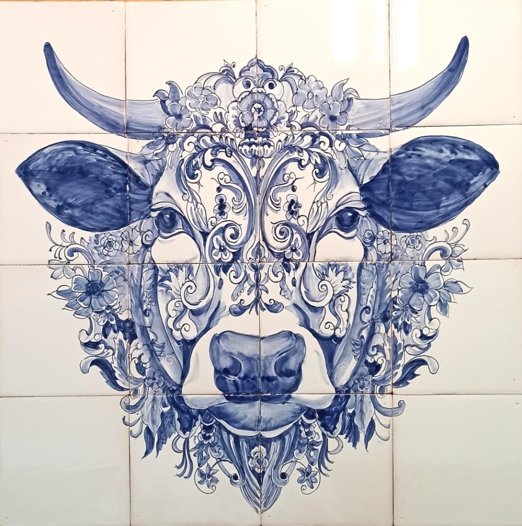 koe op tegels, originele Friese witjes, in blauw geschilderd, Doe-het-zelf en Verbouw, Tegels, Nieuw, Wandtegels, Keramiek, 20 tot 40 cm