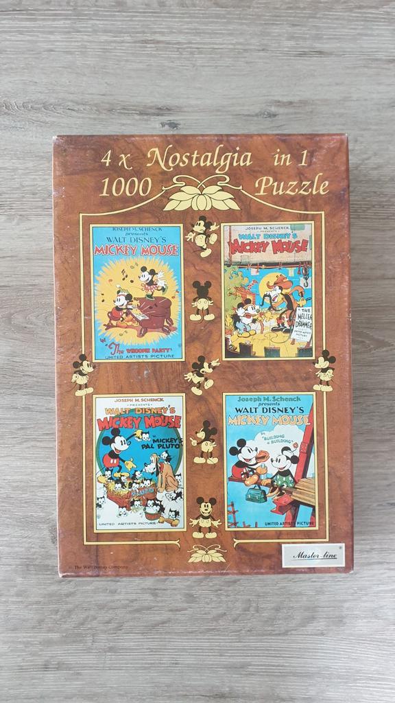 Vintage puzzel Master-line 4 x Nostalgia in 1 - Mickey Mouse, Hobby en Vrije tijd, Denksport en Puzzels, Ophalen of Verzenden